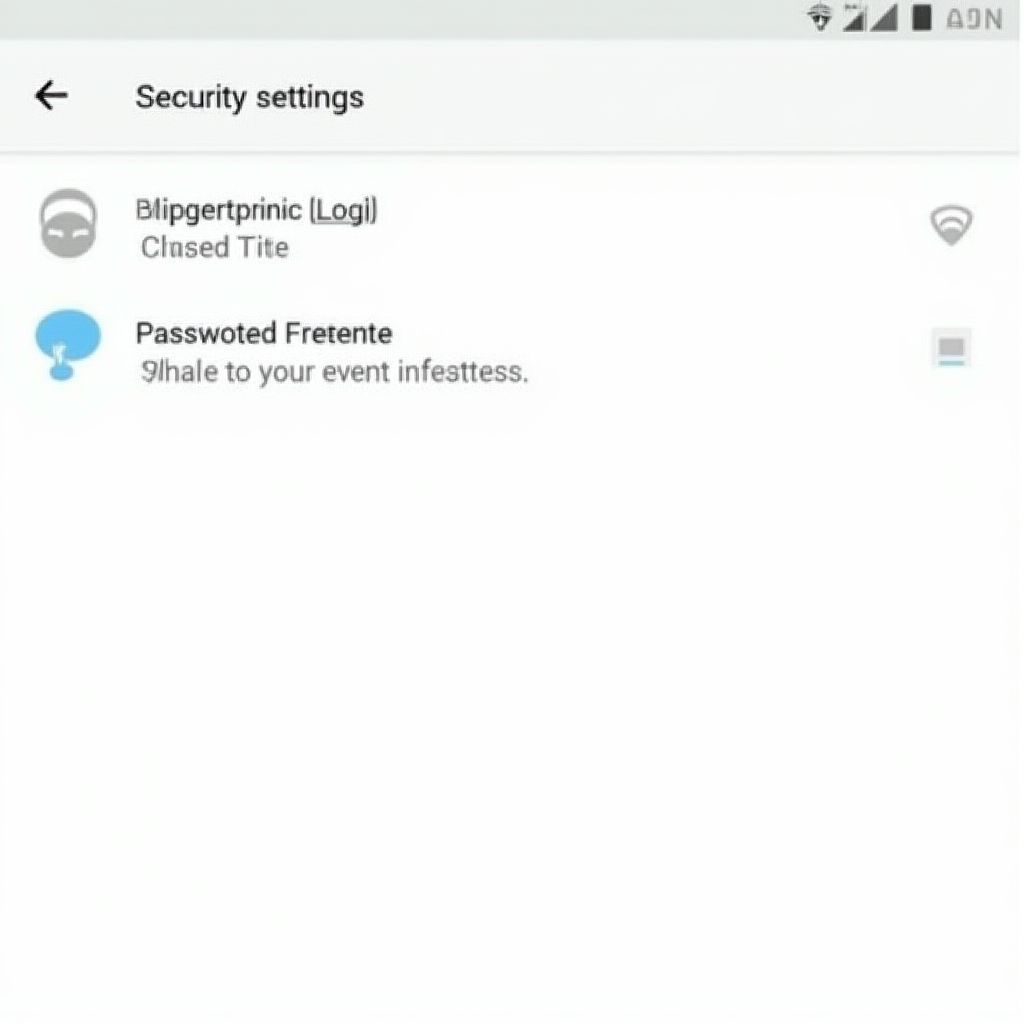 Pantalla de configuración de seguridad de la app